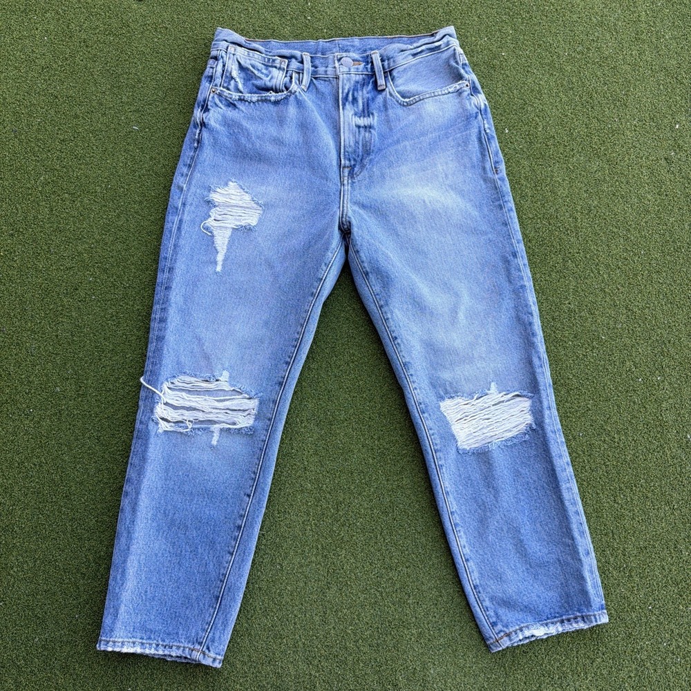 Frame Denim Le Stevie Crop Jeans in Deanne Wash Distressed Light Wash Size 28